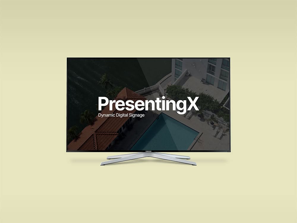 PresentingX digital signage displayed on a television